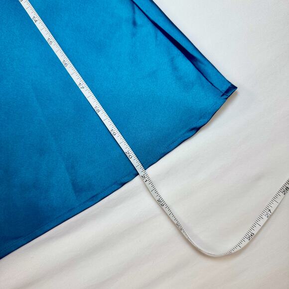 Vintage Silk Cami Blouse Teal Blue Women's Petite Small 90s Y2K Minimalist Retro - Picture 4 of 8
